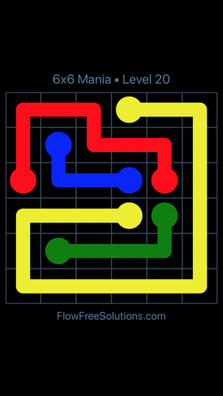 Solution and Answer to the Puzzle for Flow Free 6x6 Mania Level 20