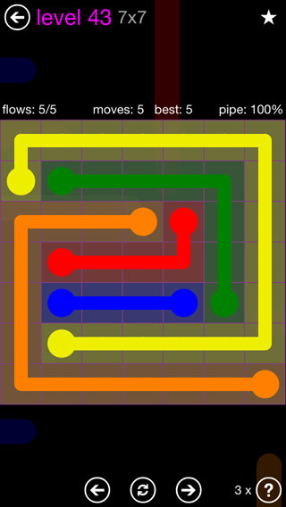 Solution and Answer to the Puzzle for Flow 7mania Pack Set 7x7 Level 43