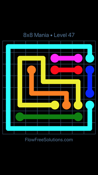 Solution and Answer to the Puzzle for Flow Free 8x8 Mania Level 47