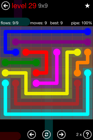 Solution and Answer to the Puzzle for Flow 9mania Pack Set 9x9 Level 29