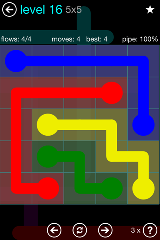 Solution and Answer to the Puzzle for Flow Blue Pack Set 5x5 Level 16