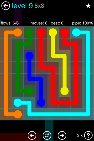 Solution and Answer to the Puzzle for Flow Blue Pack Set 8x8 Level 9