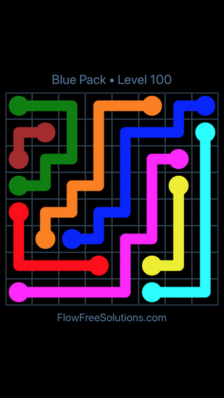 Solution and Answer to the Puzzle for Flow Free Blue Pack Level 10