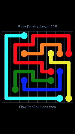 Solution and Answer to the Puzzle for Flow Free Blue Pack Level 28