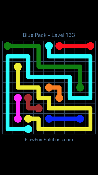 Solution and Answer to the Puzzle for Flow Free Blue Pack Level 13