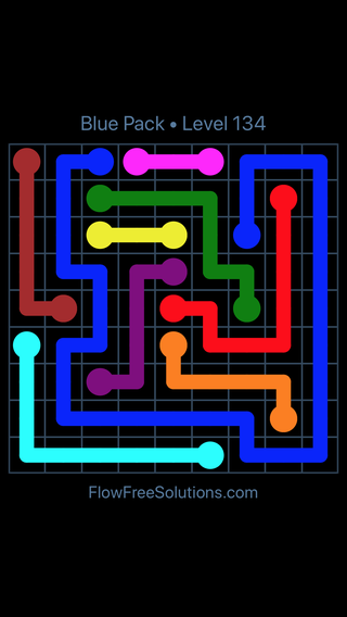 Solution and Answer to the Puzzle for Flow Free Blue Pack Level 14
