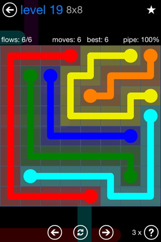 Solution and Answer to the Puzzle for Flow Bonus Pack Set 8x8 Level 19