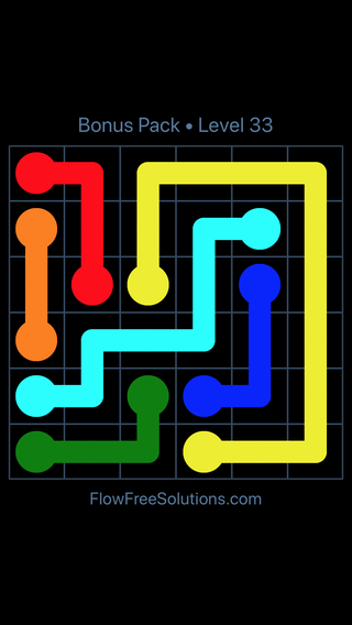 Solution and Answer to the Puzzle for Flow Free Bonus Pack Level 3