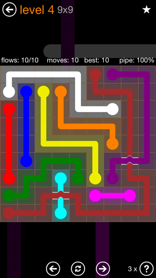 Solution and Answer to the Puzzle for Flow Bridges Pack Set 9x9 Level 4