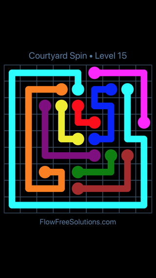 Solution and Answer to the Puzzle for Flow Free Courtyard Spin Level 15