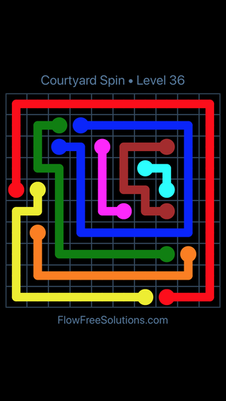 Solution and Answer to the Puzzle for Flow Free Courtyard Spin Level 36