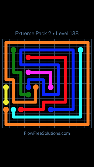 Solution and Answer to the Puzzle for Flow Free Extreme Pack 2 Level 18
