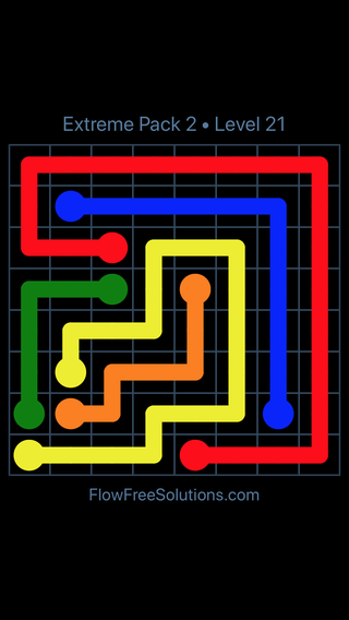 Solution and Answer to the Puzzle for Flow Free Extreme Pack 2 Level 21