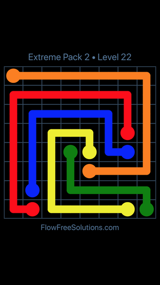 Solution and Answer to the Puzzle for Flow Free Extreme Pack 2 Level 22