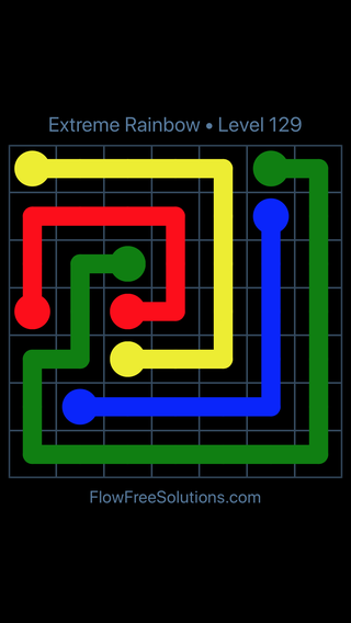 Solution and Answer to the Puzzle for Flow Free Extreme Rainbow Level 129