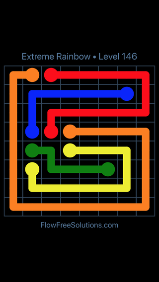 Solution and Answer to the Puzzle for Flow Free Extreme Rainbow Level 146