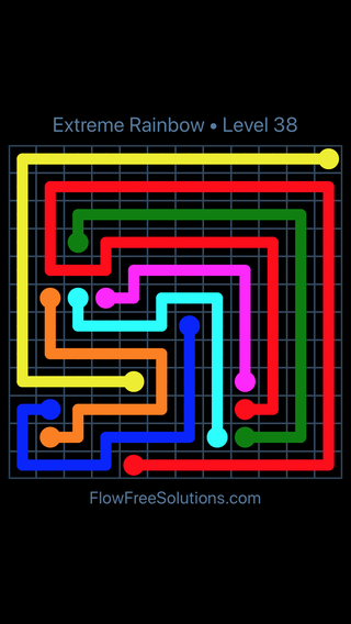 Solution and Answer to the Puzzle for Flow Free Extreme Rainbow Level 38