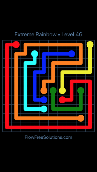 Solution and Answer to the Puzzle for Flow Free Extreme Rainbow Level 46