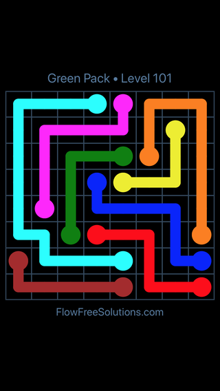 Solution and Answer to the Puzzle for Flow Free Green Pack Level 11