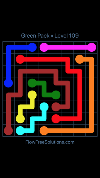Solution and Answer to the Puzzle for Flow Free Green Pack Level 19