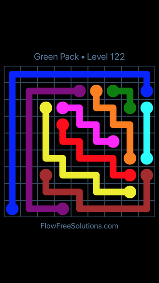 Solution and Answer to the Puzzle for Flow Free Green Pack Level 2