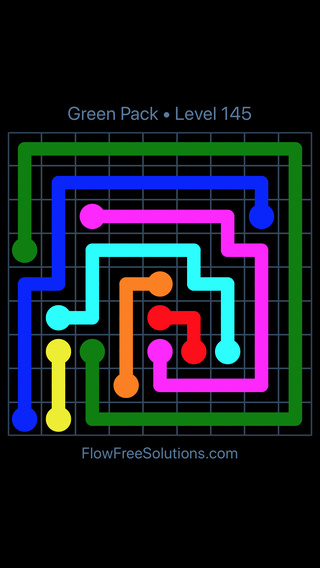 Solution and Answer to the Puzzle for Flow Free Green Pack Level 25