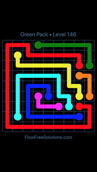 Solution and Answer to the Puzzle for Flow Free Green Pack Level 26