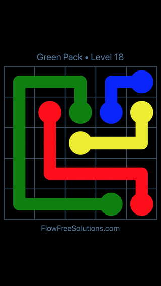 Solution and Answer to the Puzzle for Flow Free Green Pack Level 18