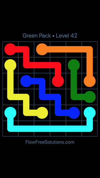 Solution and Answer to the Puzzle for Flow Free Green Pack Level 12