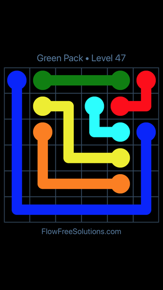 Solution and Answer to the Puzzle for Flow Free Green Pack Level 17