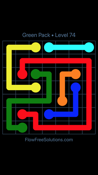 Solution and Answer to the Puzzle for Flow Free Green Pack Level 14