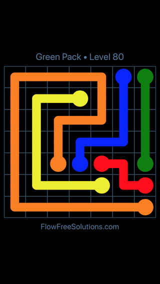 Solution and Answer to the Puzzle for Flow Free Green Pack Level 20
