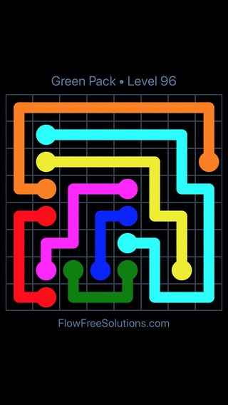 Solution and Answer to the Puzzle for Flow Free Green Pack Level 6
