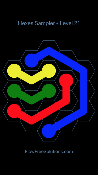 Solution and Answer to the Puzzle for Flow Free Hexes Sampler Level 21