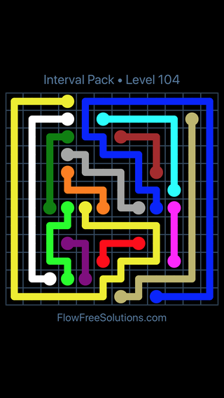 Solution and Answer to the Puzzle for Flow Free Interval Pack Level 104