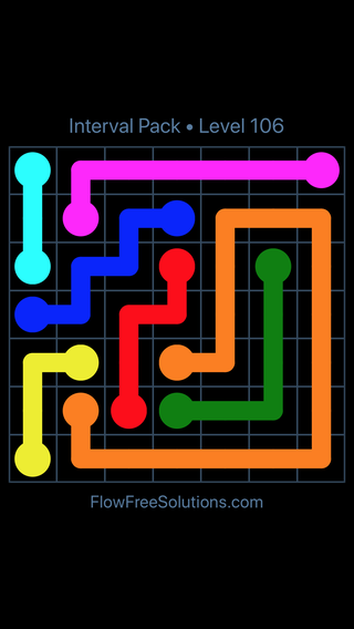 Solution and Answer to the Puzzle for Flow Free Interval Pack Level 106