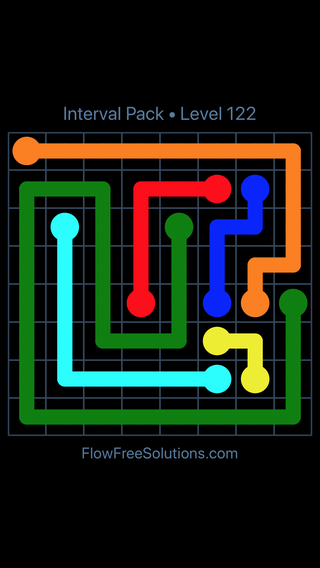 Solution and Answer to the Puzzle for Flow Free Interval Pack Level 122