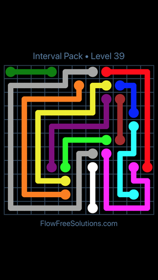 Solution and Answer to the Puzzle for Flow Free Interval Pack Level 39