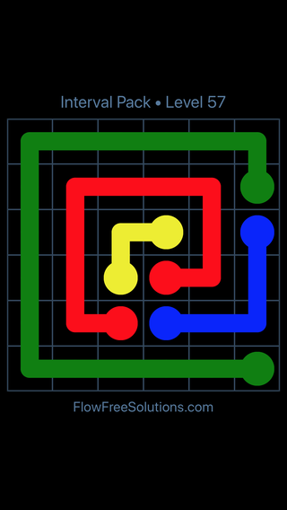 Solution and Answer to the Puzzle for Flow Free Interval Pack Level 57