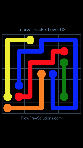 Solution and Answer to the Puzzle for Flow Free Interval Pack Level 62