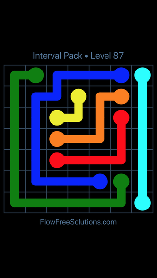 Solution and Answer to the Puzzle for Flow Free Interval Pack Level 87