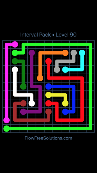 Solution and Answer to the Puzzle for Flow Free Interval Pack Level 90