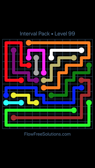 Solution and Answer to the Puzzle for Flow Free Interval Pack Level 99