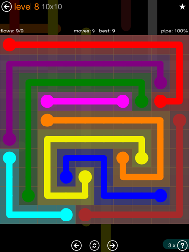 Solution and Answer to the Puzzle for Flow Jumbo Pack Set 10x10 Level 8