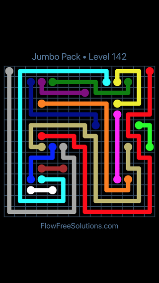 Solution and Answer to the Puzzle for Flow Free Jumbo Pack Level 22