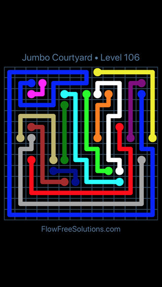 Solution and Answer to the Puzzle for Flow Free Jumbo Courtyard Level 106