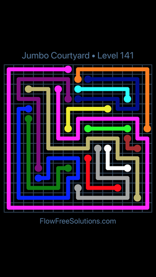 Solution and Answer to the Puzzle for Flow Free Jumbo Courtyard Level 141