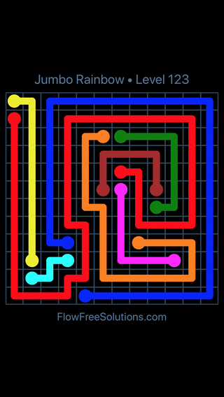 Solution and Answer to the Puzzle for Flow Free Jumbo Rainbow Level 123