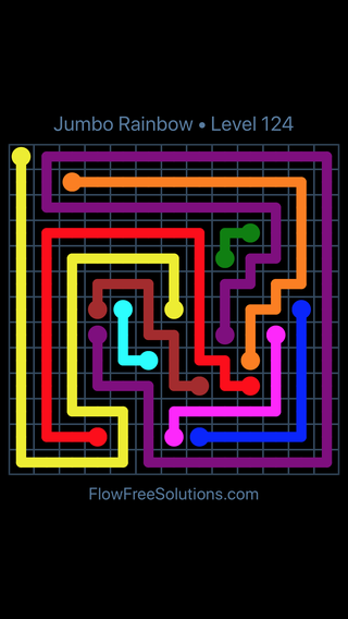 Solution and Answer to the Puzzle for Flow Free Jumbo Rainbow Level 124