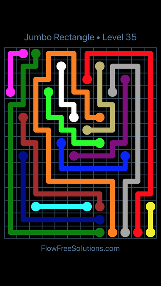 Solution and Answer to the Puzzle for Flow Free Jumbo Rectangle Level 35